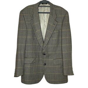 Burberry London Vintage 100% Virgin Wool Houndstooth Blazer Men’s Brown Black XL